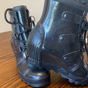 Sorel Womens Black Joan NL2524-010 Lace Up Ankle Rain Boots Size US 9.5